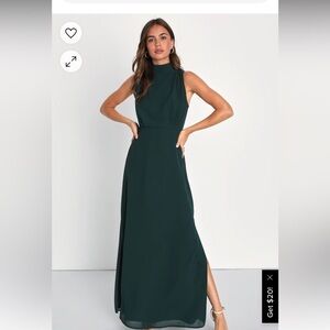 Lulus bridesmaid emerald high neck dress/guest dress